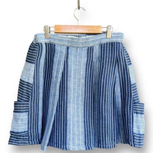 Ace & Jig Women's Boro Sea Lined Linen Pleat Striped Mini Skirt - Small - Picture 2 of 8